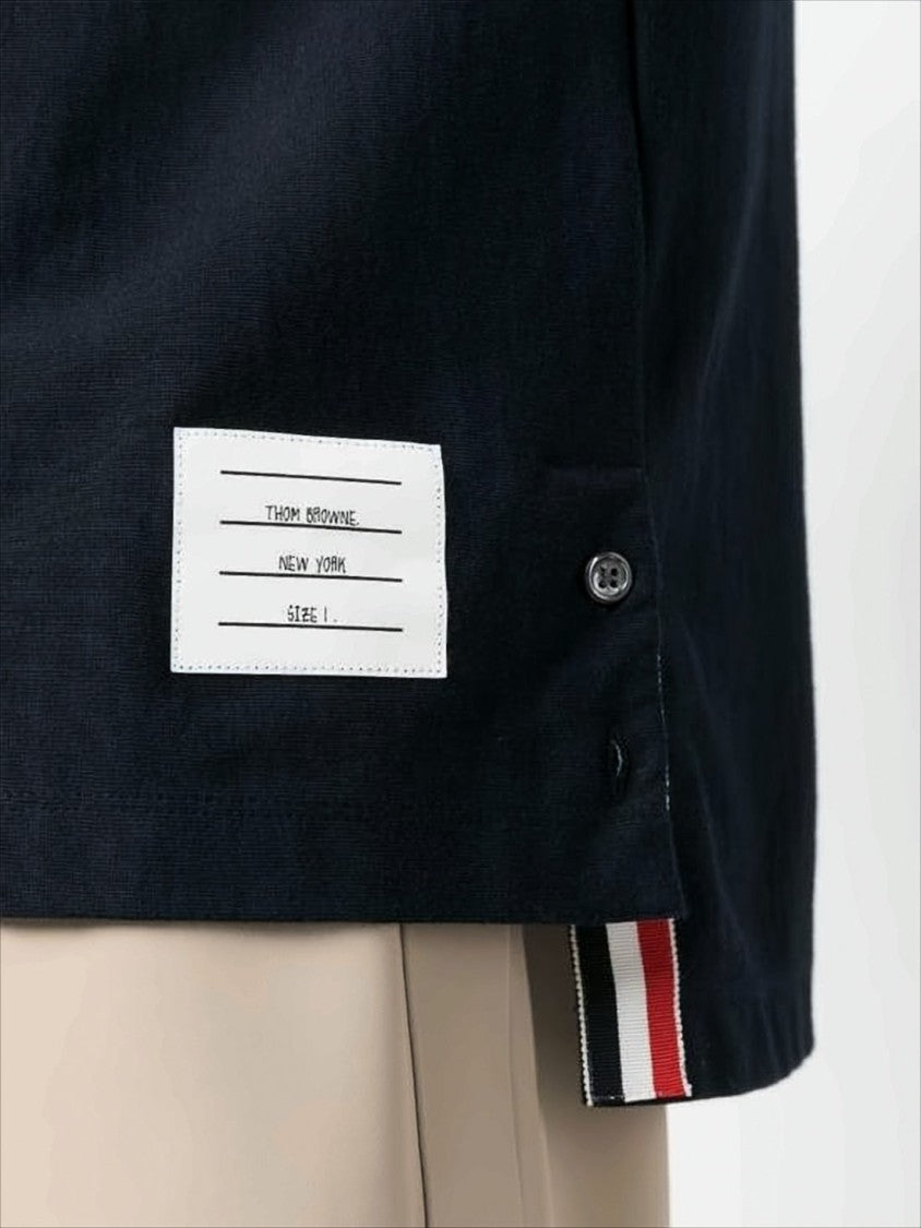 Thom Browne Short-Sleeved Crew Neck T-Shirt With Vertical Stripe Detail