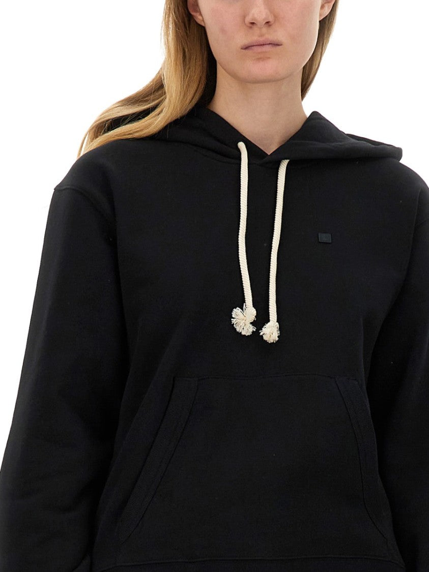 Acne Studios Relaxed Fit Sweatshirt With Hood And Face Patch Detail