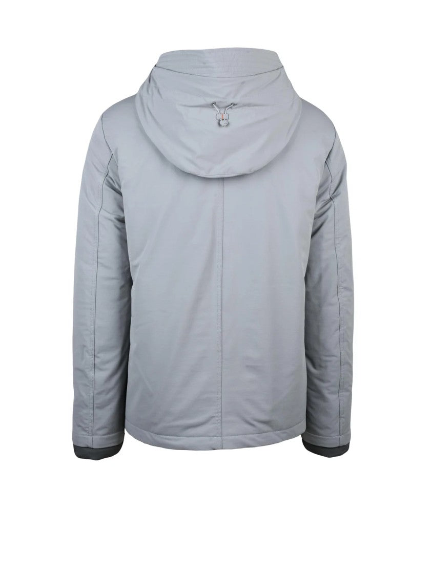 Dekker Quilted Light Grey Hooded Jacket With Functional Design