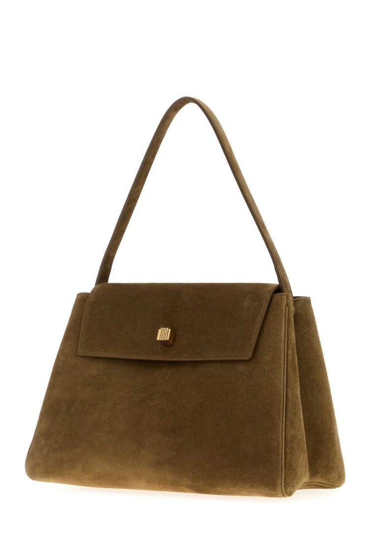 Khaite Dove Grey Suede Audrey Handbag