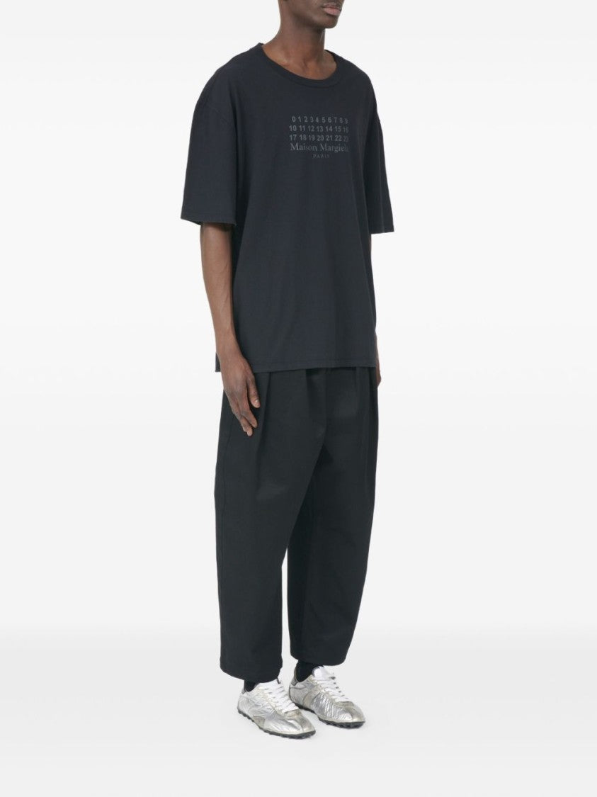 Maison Margiela Navy Blue Cotton T-Shirt With Graphic Print And Relaxed Fit