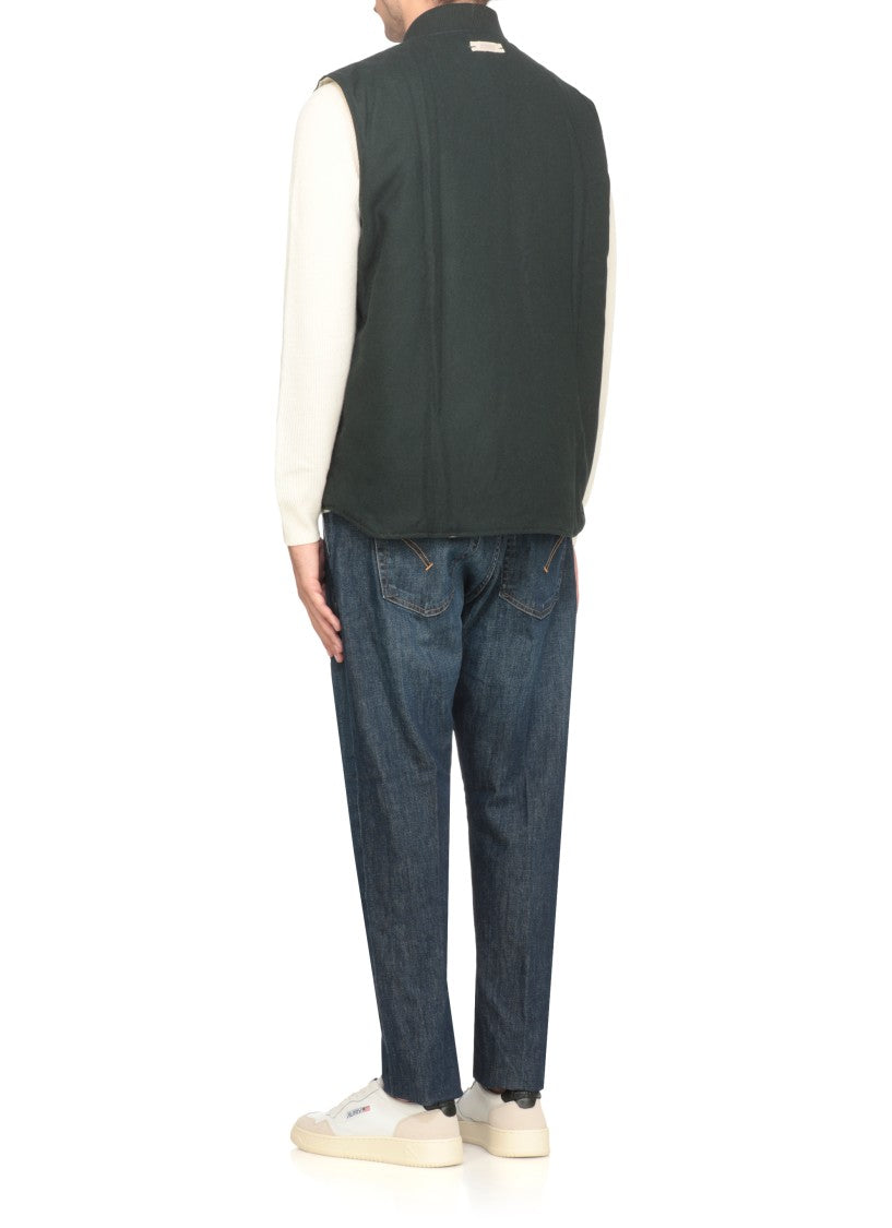 Autry Crewneck Wool Blend Vest With Logo Patch