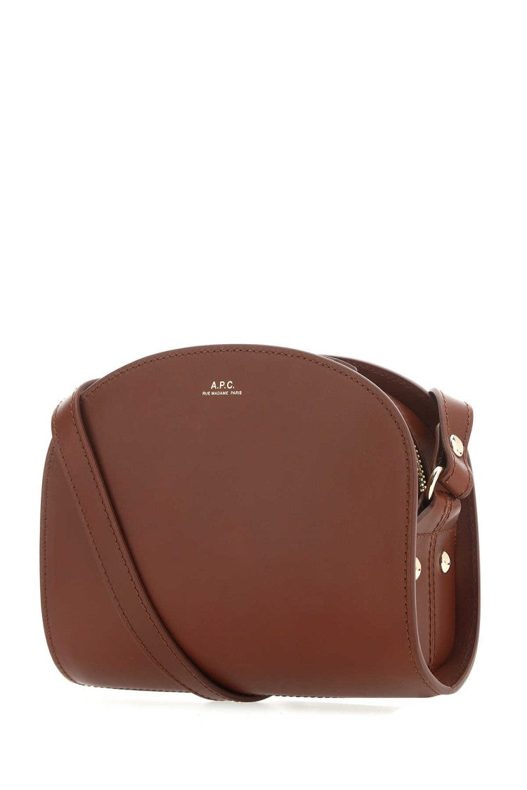 A.P.C. Caramel Leather Mini Demi Lune Shoulder Bag