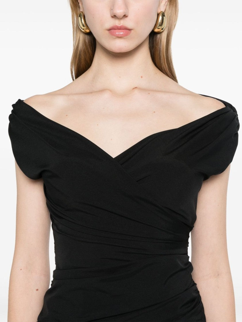 Jacquemus Black Underwire Ruched Sweetheart Neck Dress