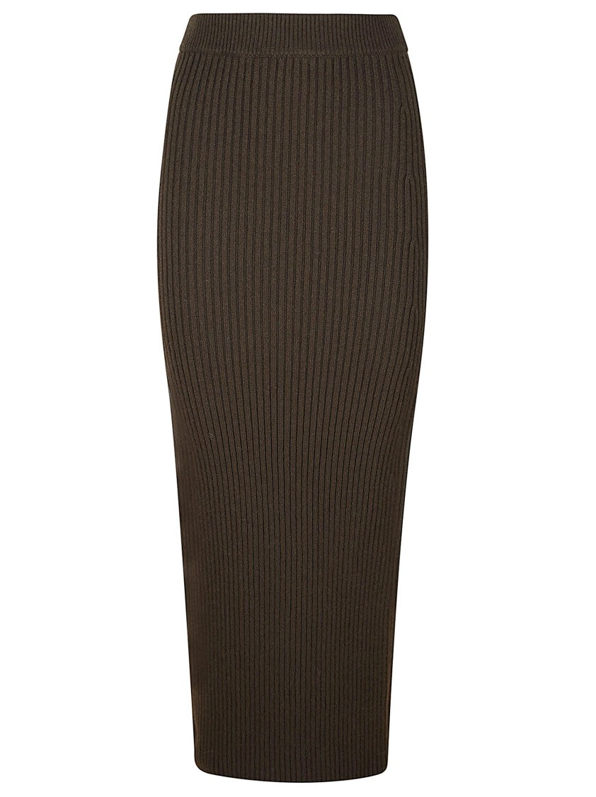 Max Mara Ribbed Knit Midi Skirt With Fitted Silhouette