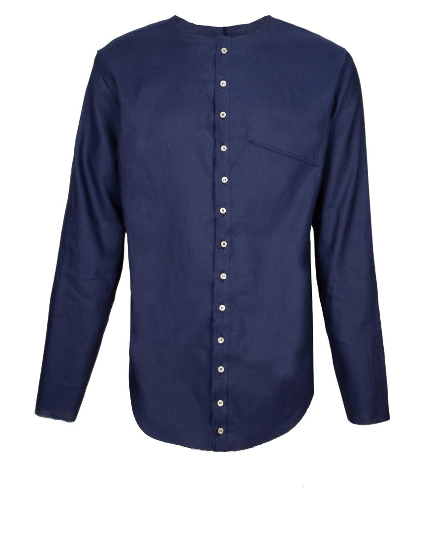 Marco Castelli Blue Long Linen Shirt
