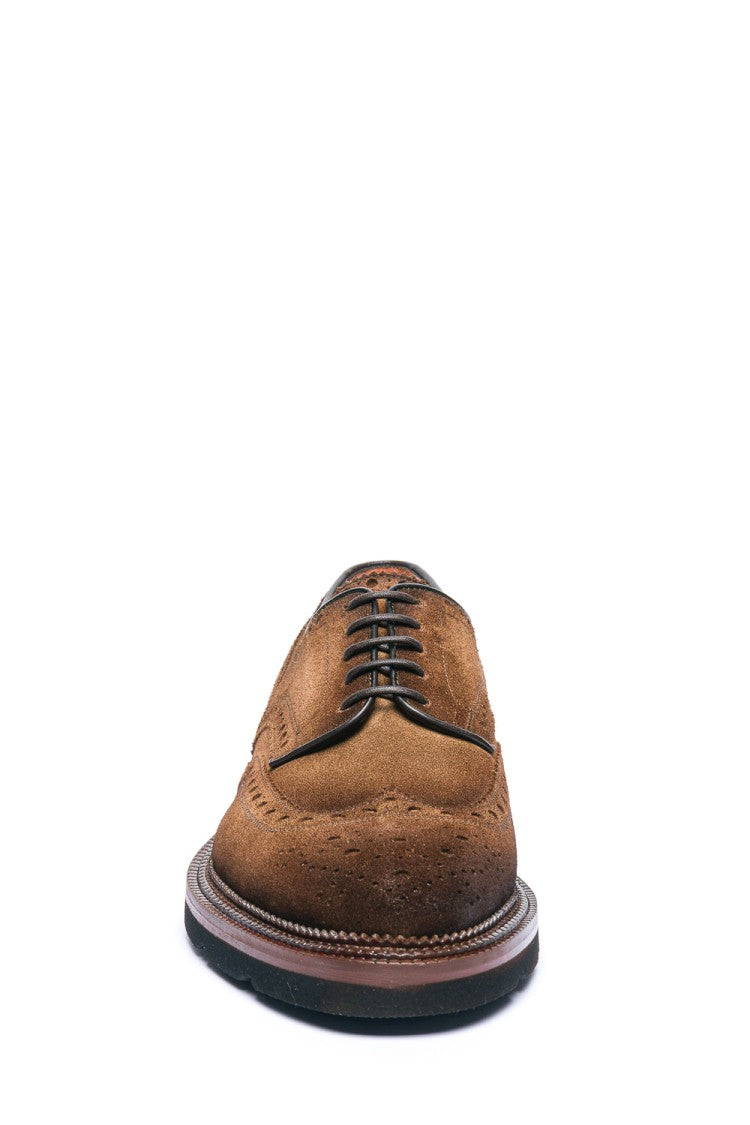 Santoni Derby Lace-Up Suede Shoes