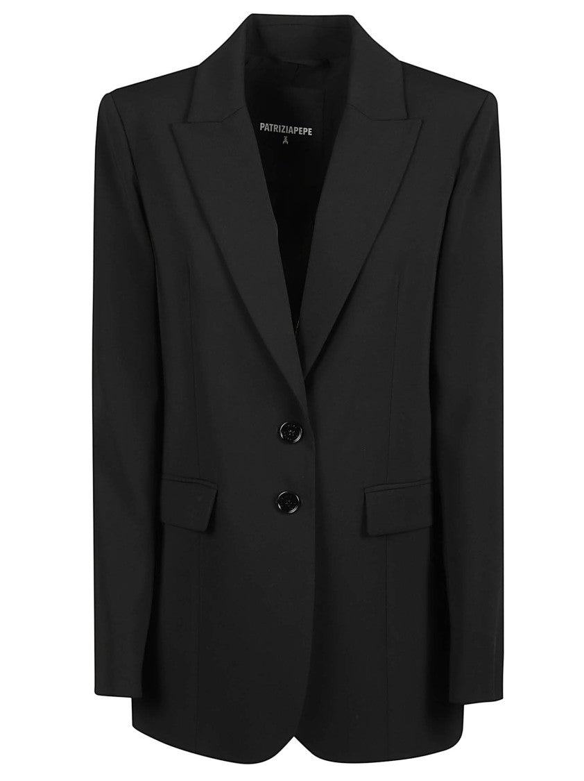 Patrizia Pepe Single-Breasted Tailored Jacket With Classic Notched Lapel