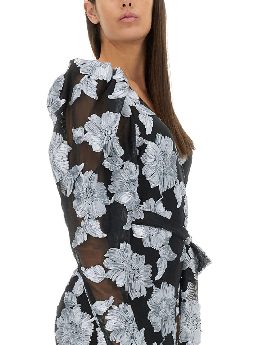 Rotate Long Floral Dress With Deep V-Neckline