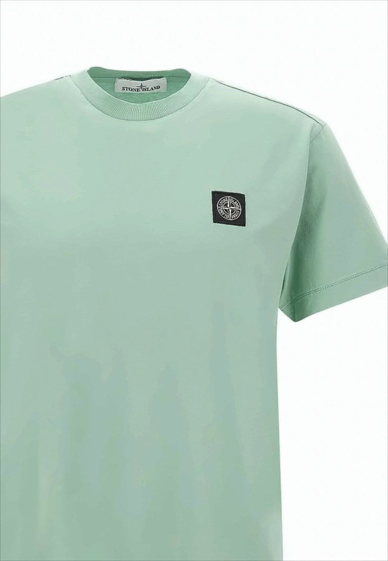 Stone Island Cotton T-Shirt With Square Patch Logo