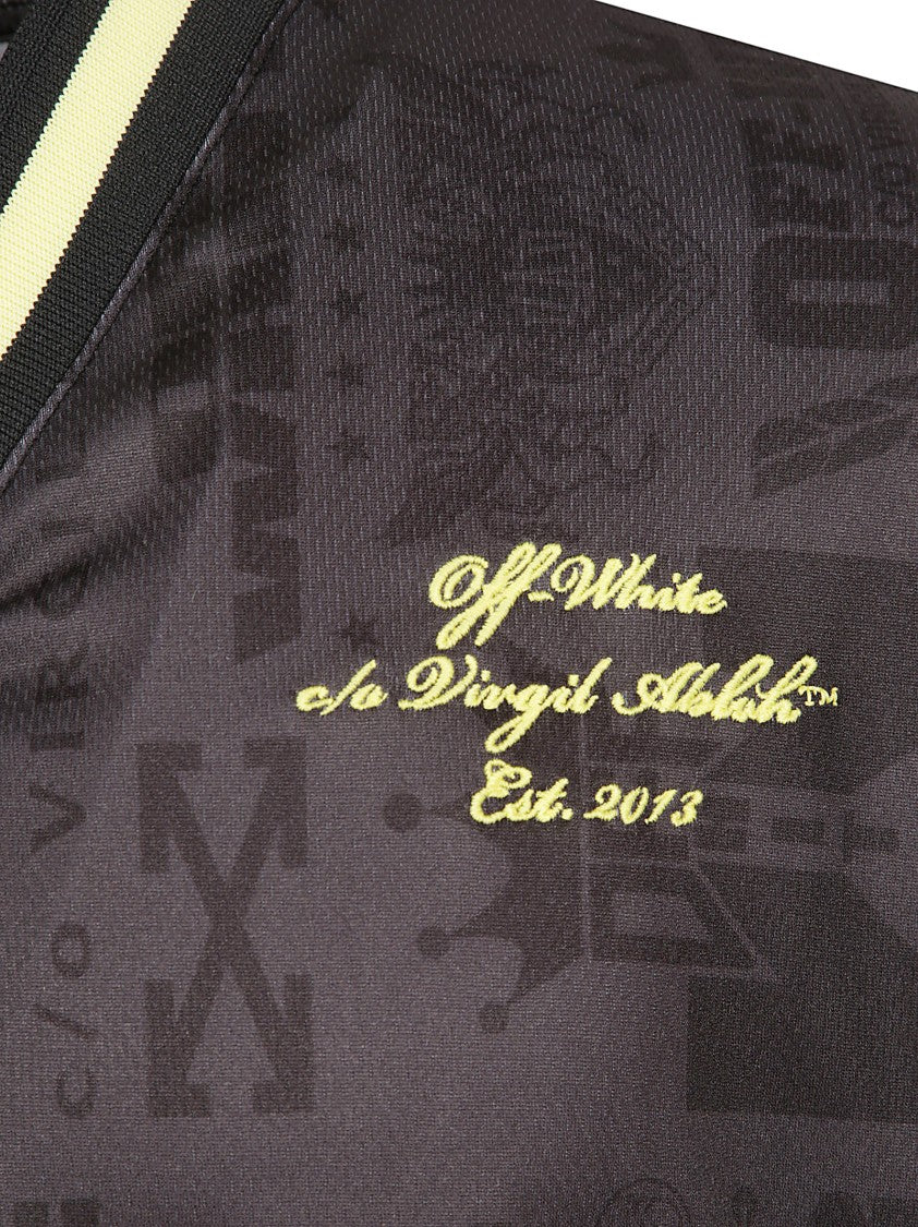 Off-White Multilogo Pattern V-Neck T-Shirt With Contrasting Trim