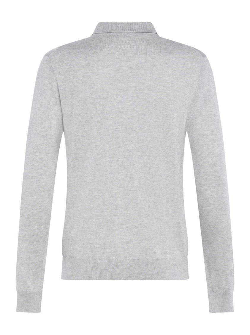 Franzese Collection Three-Button Grey Sweater With Classic Polo Collar