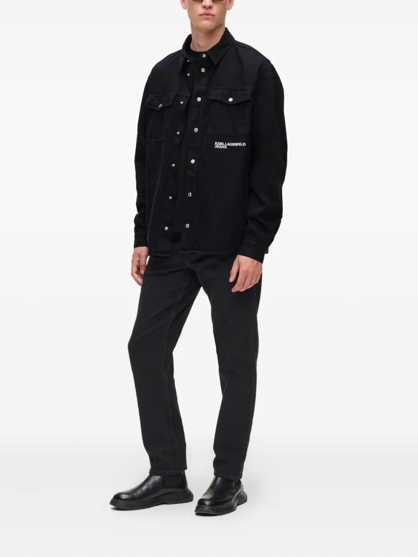 Karl Lagerfeld Fitted Black Knit Top With Smooth Texture