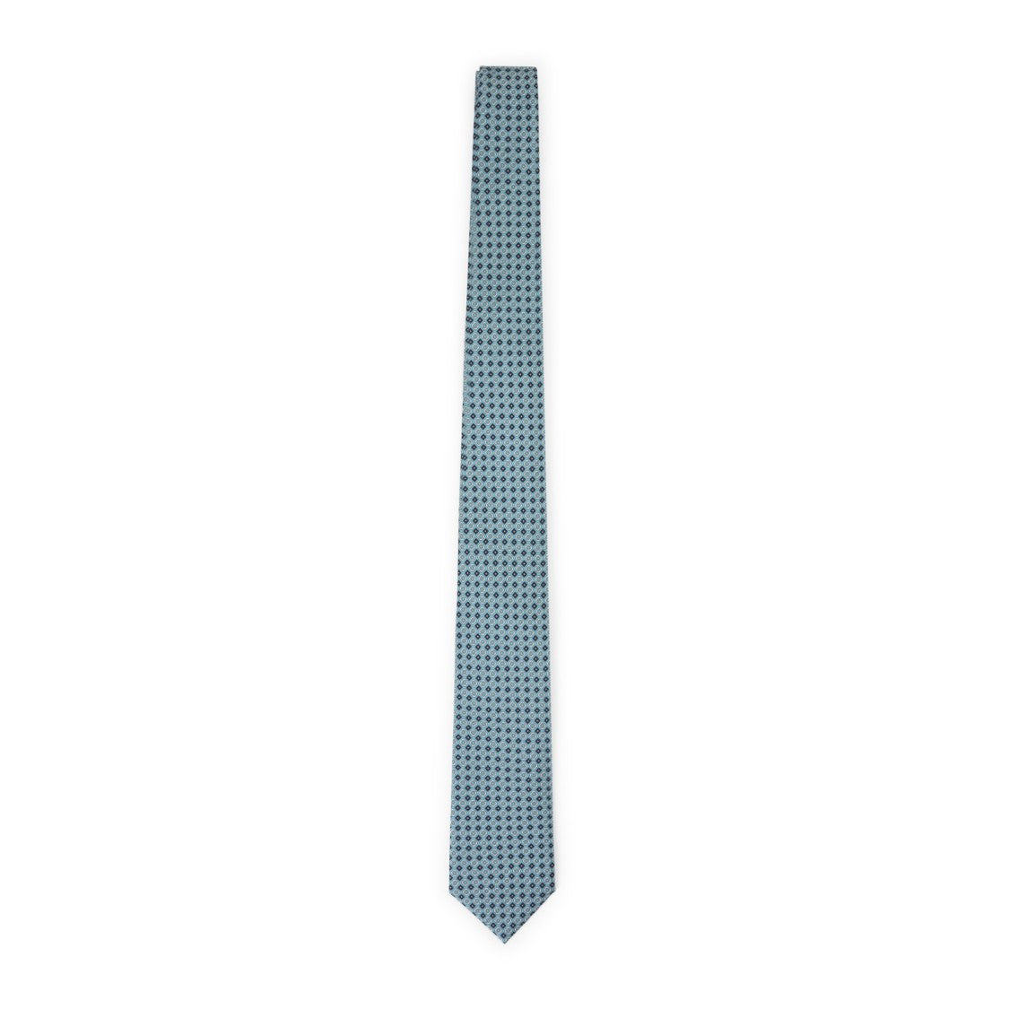 Brioni Slim Silk Tie With Geometric Pattern In Blue