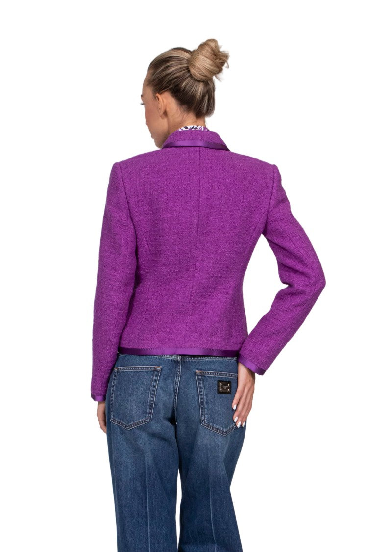 Dolce & Gabbana Vibrant Purple Cropped Tailored Jacket