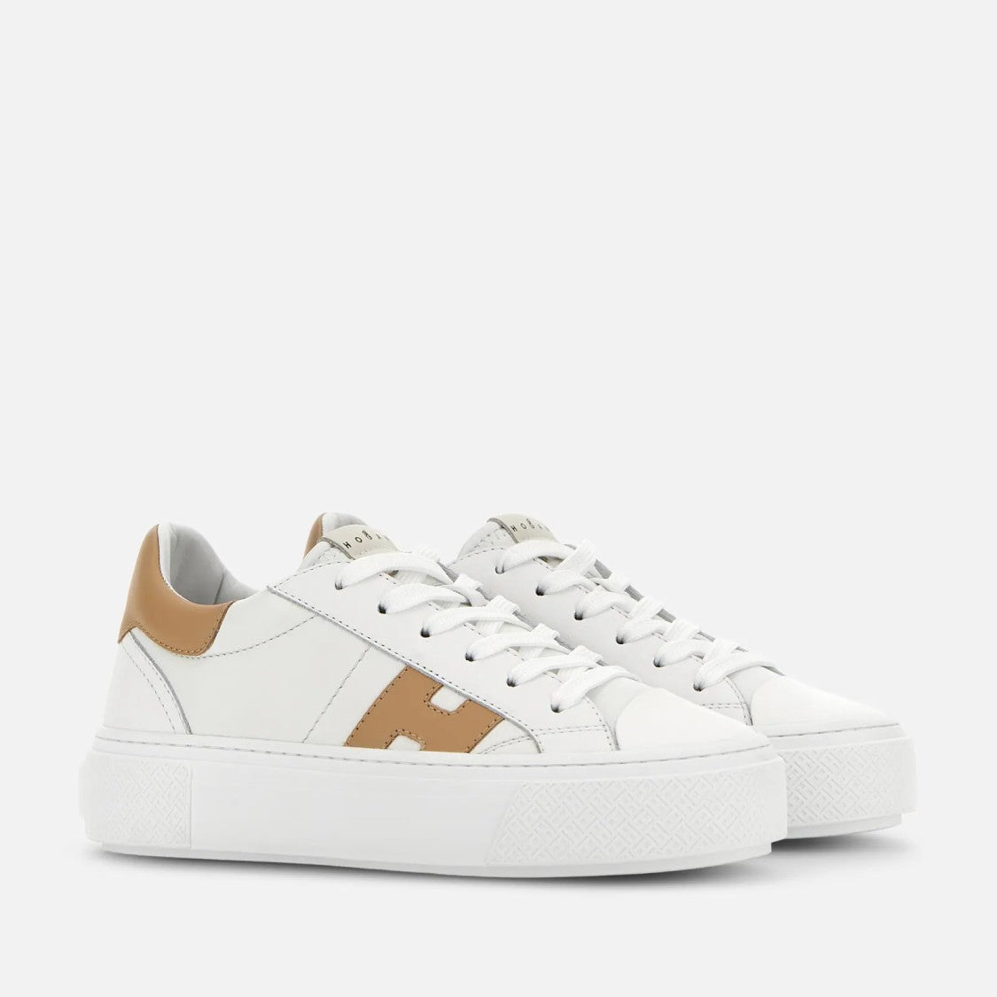 Hogan White Cuoio H705 Allacciato H Lace-Up Shoes