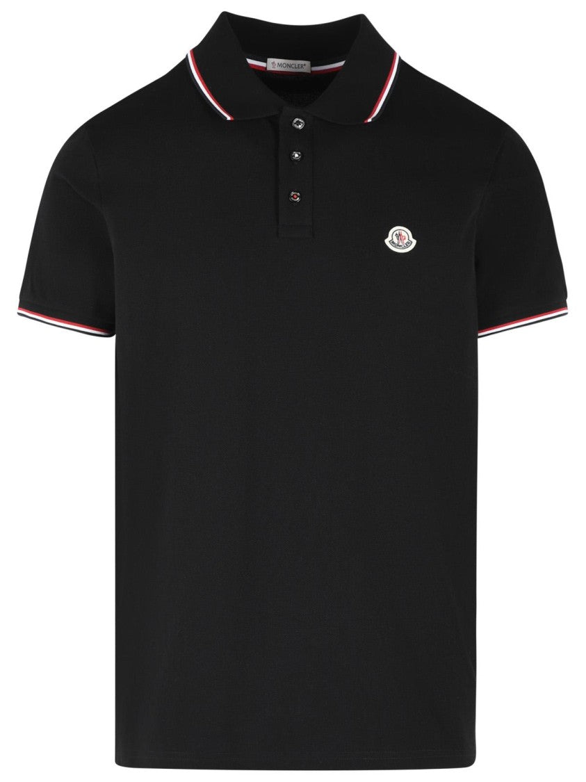 Moncler Black Cotton Polo Shirt