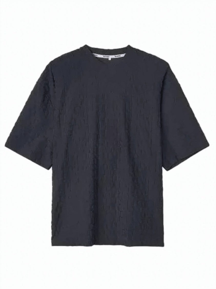 Sunnei Textured Black Short-Sleeved T-Shirt With Classic Crew Neck