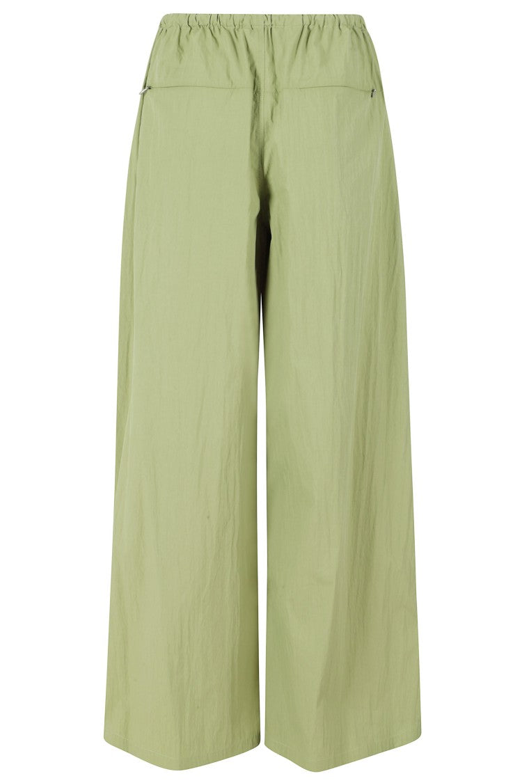 Isabelle Blanche Green Drawstring Elastic-Waistband Cotton Pants