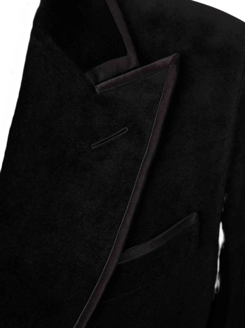 Tom Ford Double-Breasted Black Jacket With Satin Piping And Covered Buttons