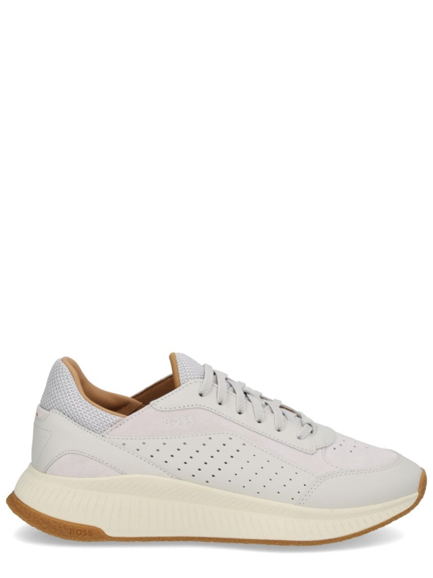Boss Perforated Leather Mesh Detailing Sneakers