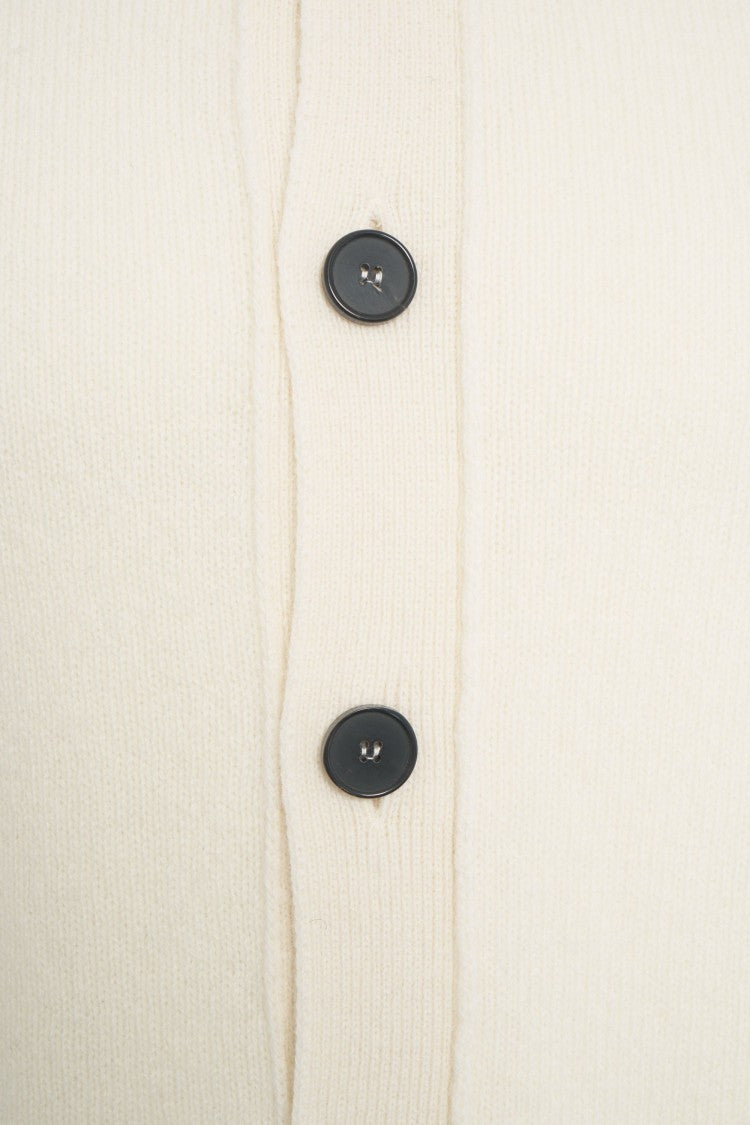 Amaranto Polo Collar Cardigan In Soft Knit Fabric