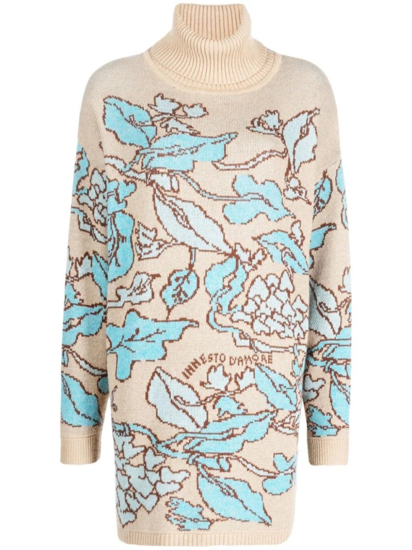 Twin-Set Maxi Pullover With Floral Pattern