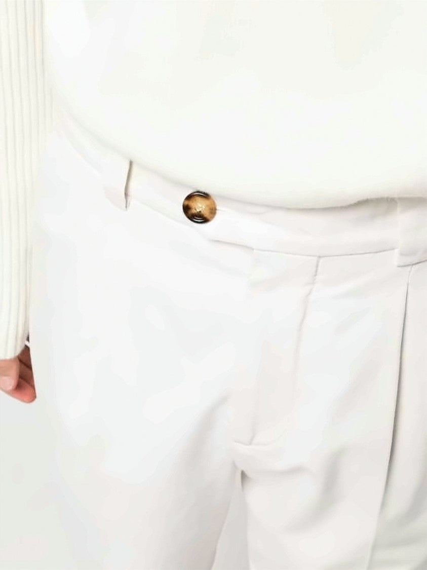 Brunello Cucinelli Tailored White Straight Pants