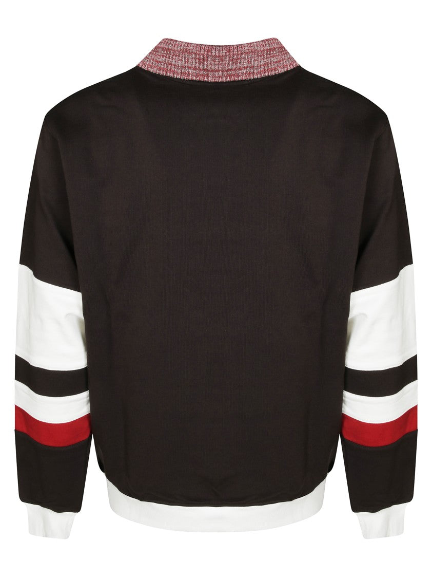 Drôle De Monsieur Horizontal Stripe Long-Sleeve Polo With Classic Collar