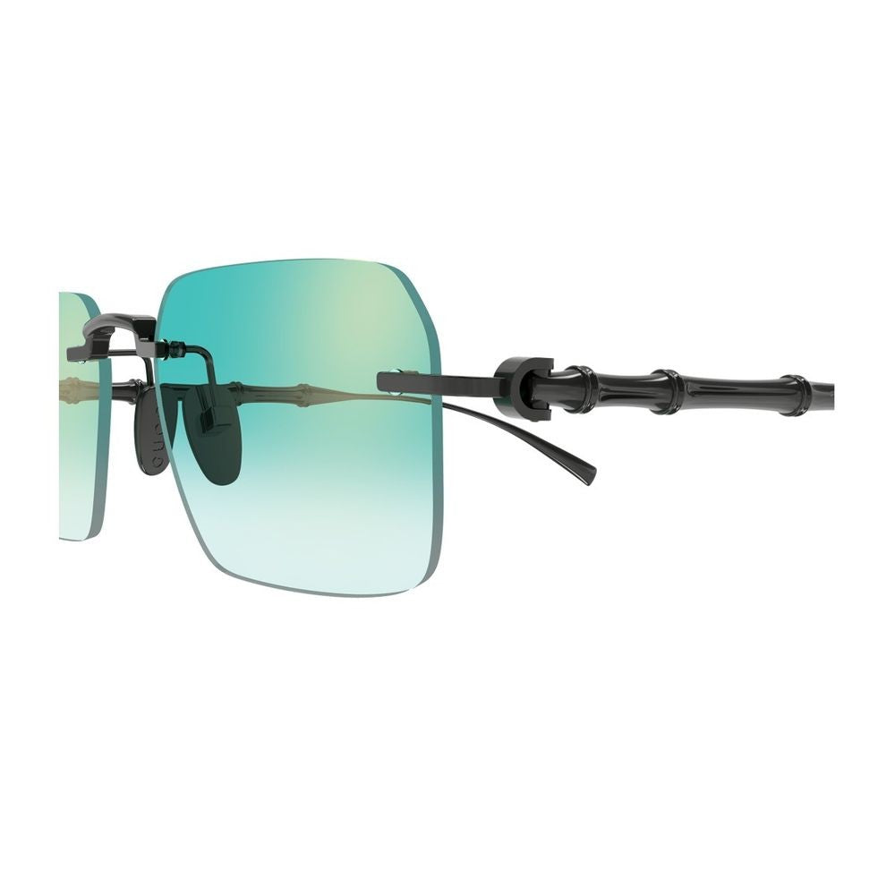 Gucci Rimless Gunmetal Sunglasses With Bamboo Motif And Gradient Lenses Gg2154s Linea Sign