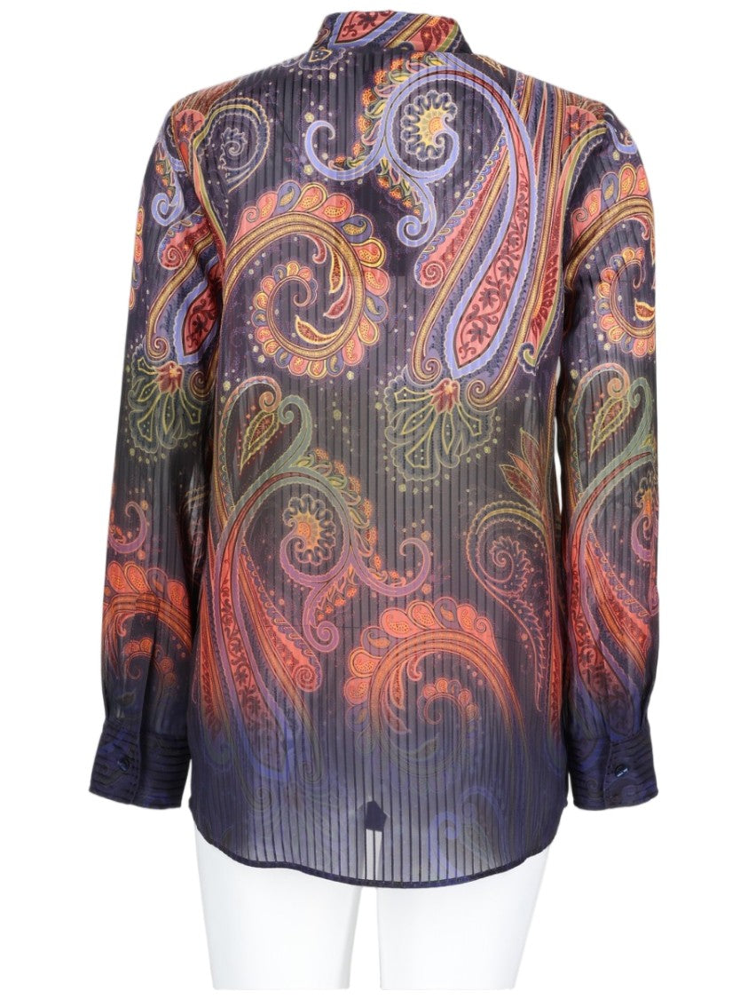 Etro Sheer Paisley Print Polyester Blouse