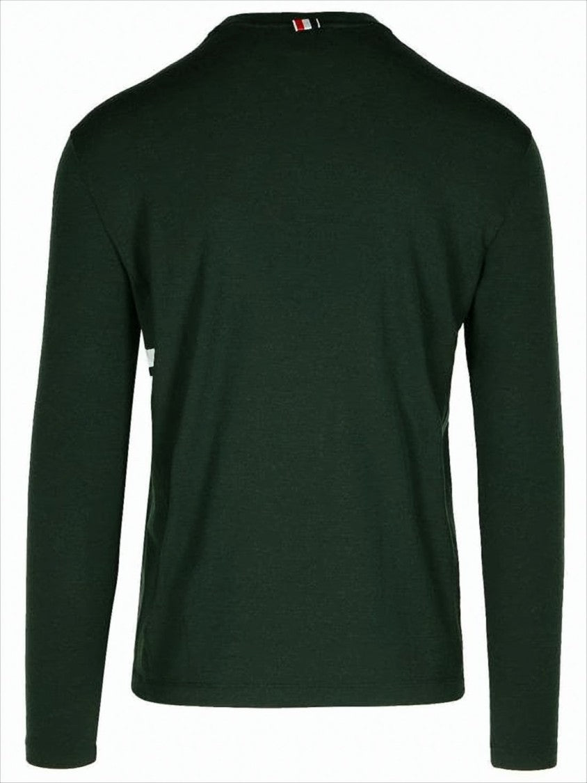 Thom Browne Classic Dark Green Crew Neck Knit Sweater