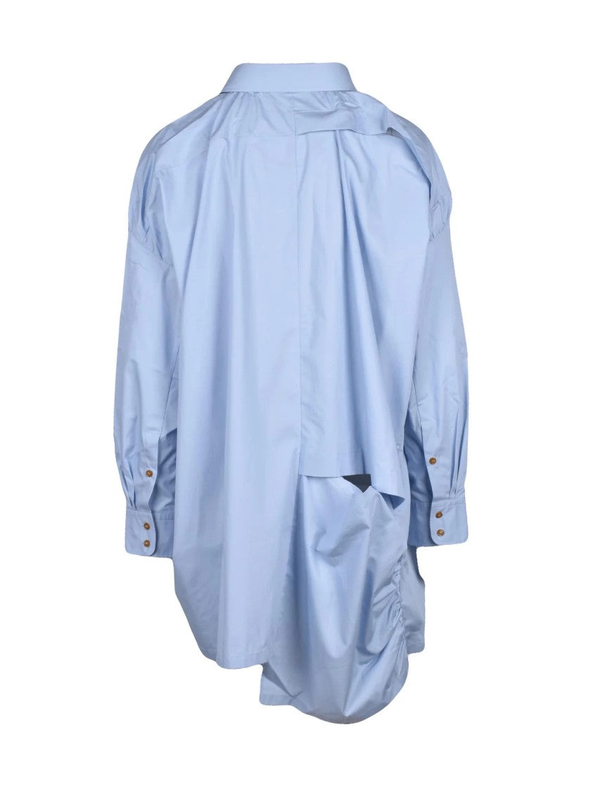 Vivienne Westwood Asymmetric Over Shirt In Light Blue Cotton