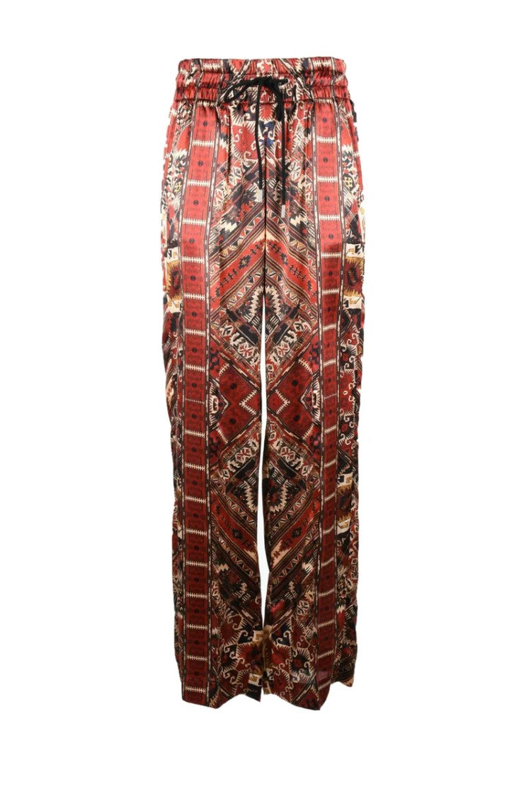Seafarer Wide-Leg Silk Trousers With Geometric Pattern