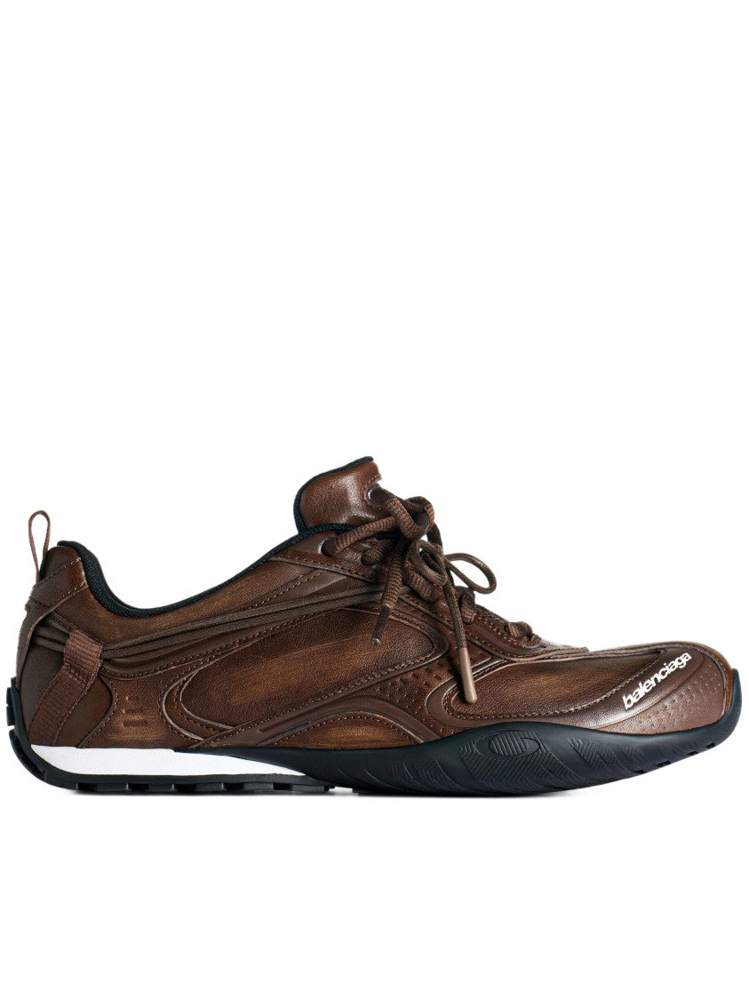 Balenciaga Radar Leather Brown Low-Profile Leather Sneakers