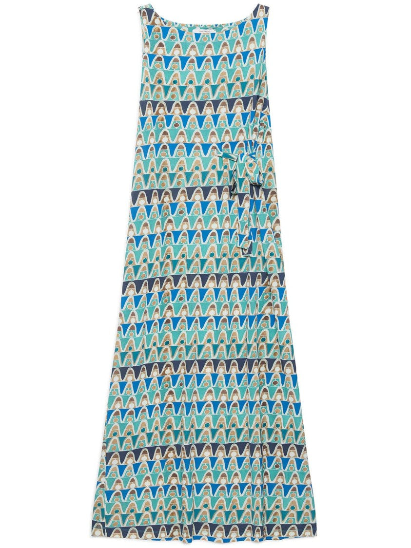 Maliparmi Multicolor Sleeveless Midi Viscose Dress