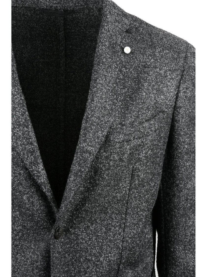 Luigi Bianchi Textured Grey Tailored Jacket With Slim Fit Design