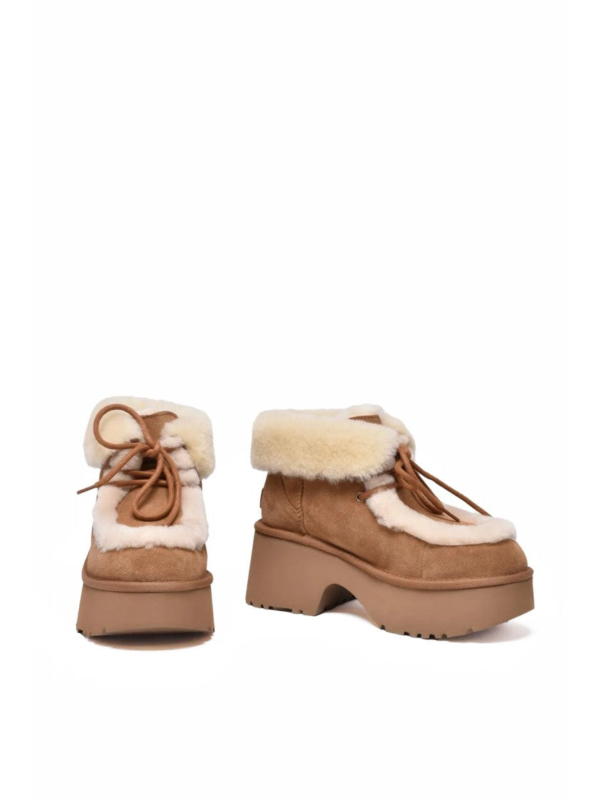Ugg Beige Leather Lace-Up Boots