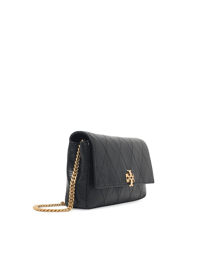 Tory Burch Charlie Quilted Leather Chain Wallet - Black