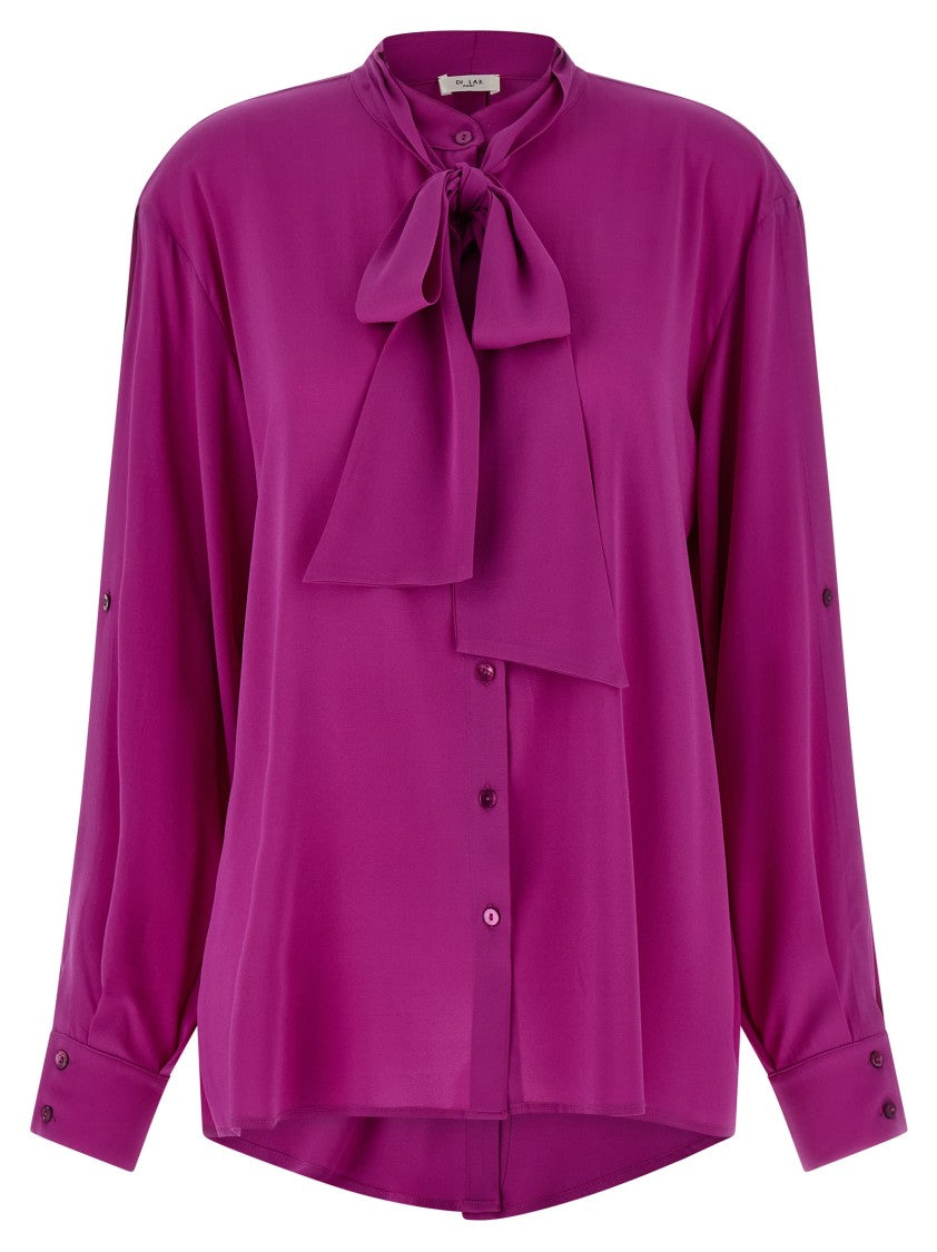 Di.La3 Pari' Lavallière Collar Silk Crepe De Chine Shirt