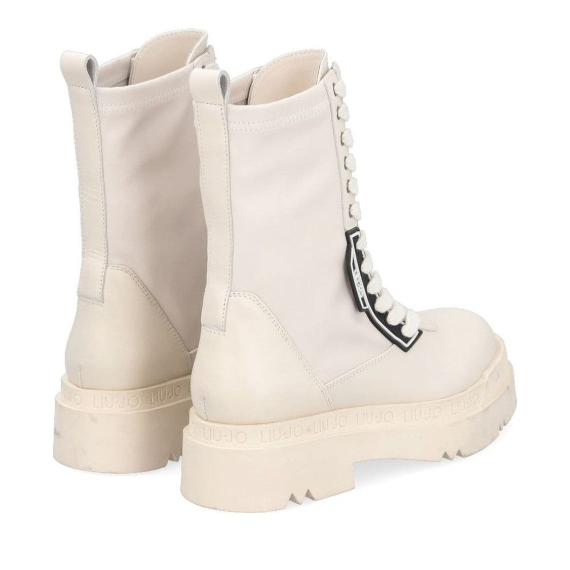 Liu Jo Beige Love 22 Leather Platform Boots