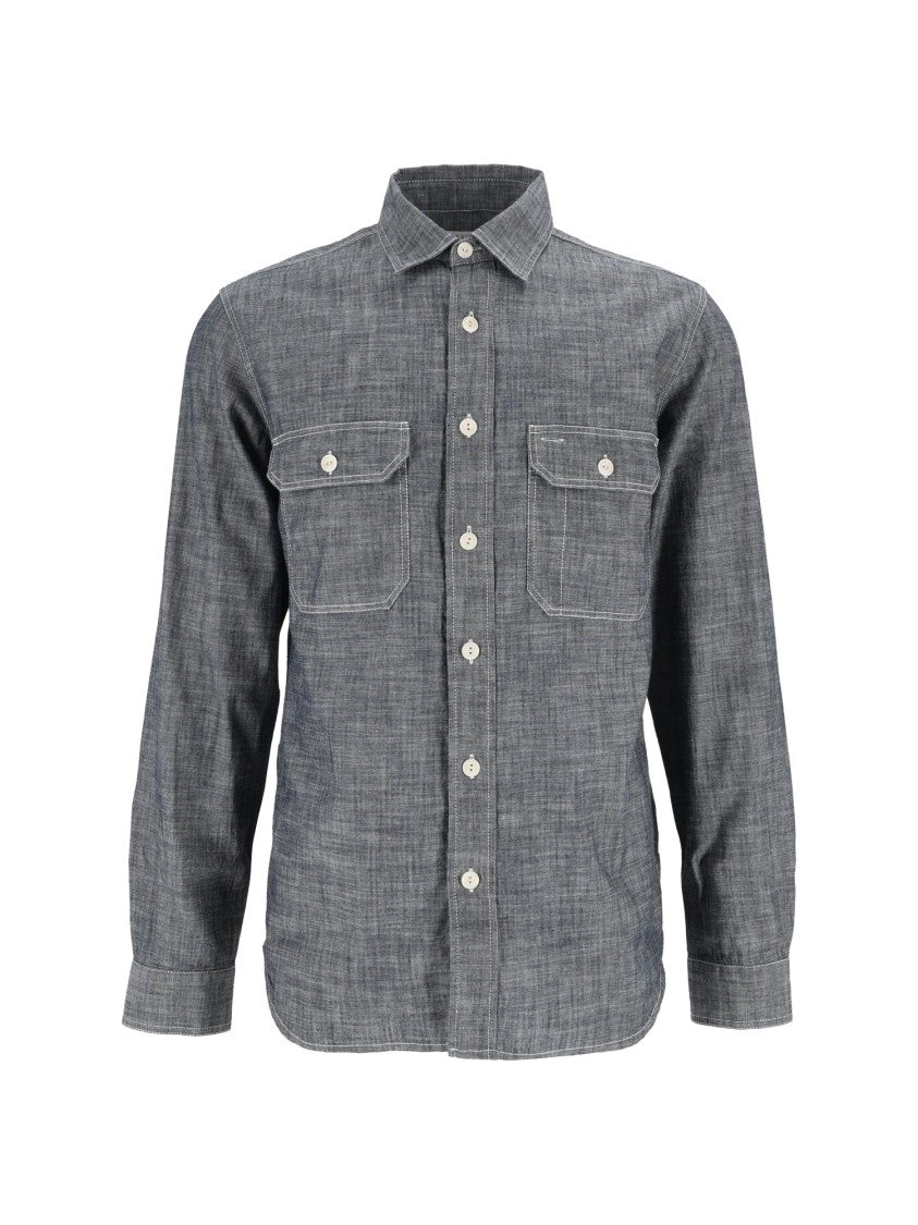Tela Genova Emilio Raw Blue Chambray Shirt