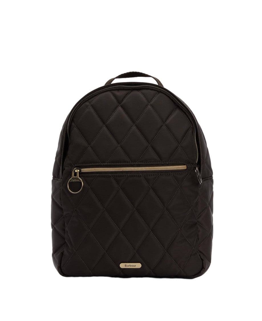 Barbour Quilted Olive Backpack With Adjustable Straps