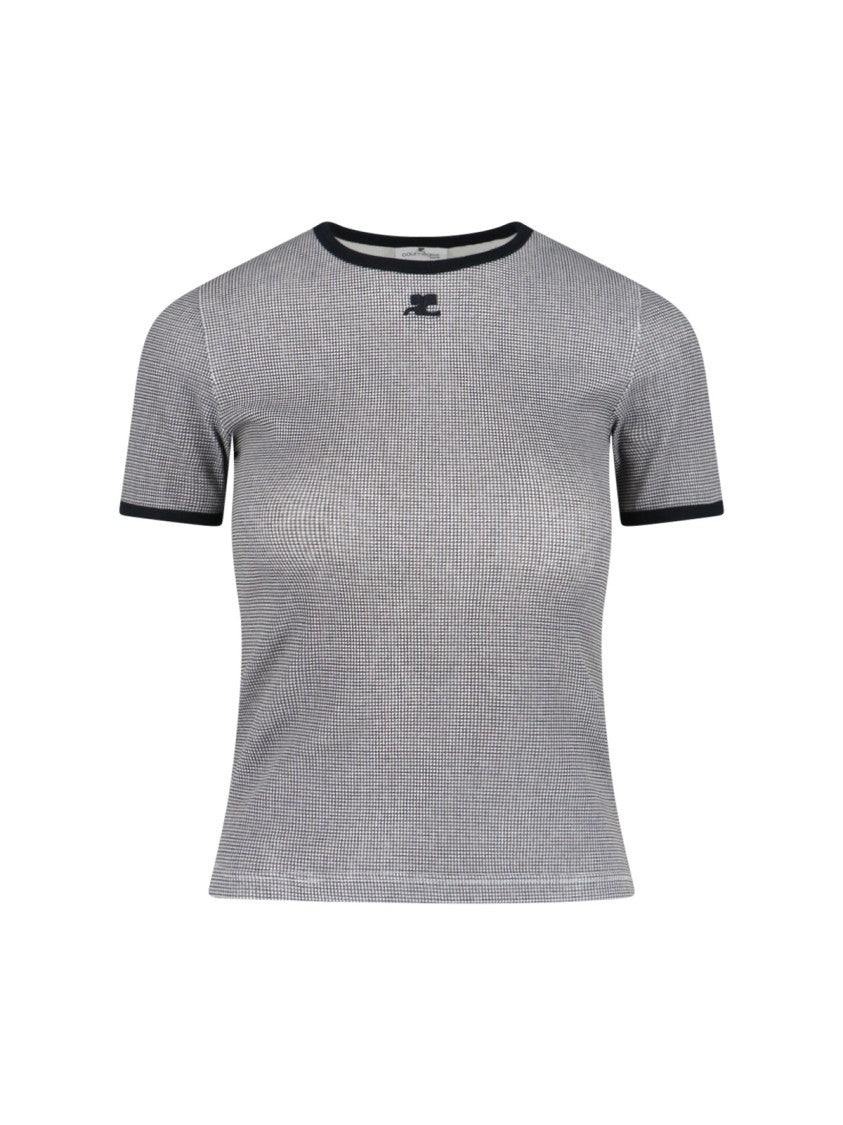 Courrèges Houndstooth Logo T-Shirt – Black And White
