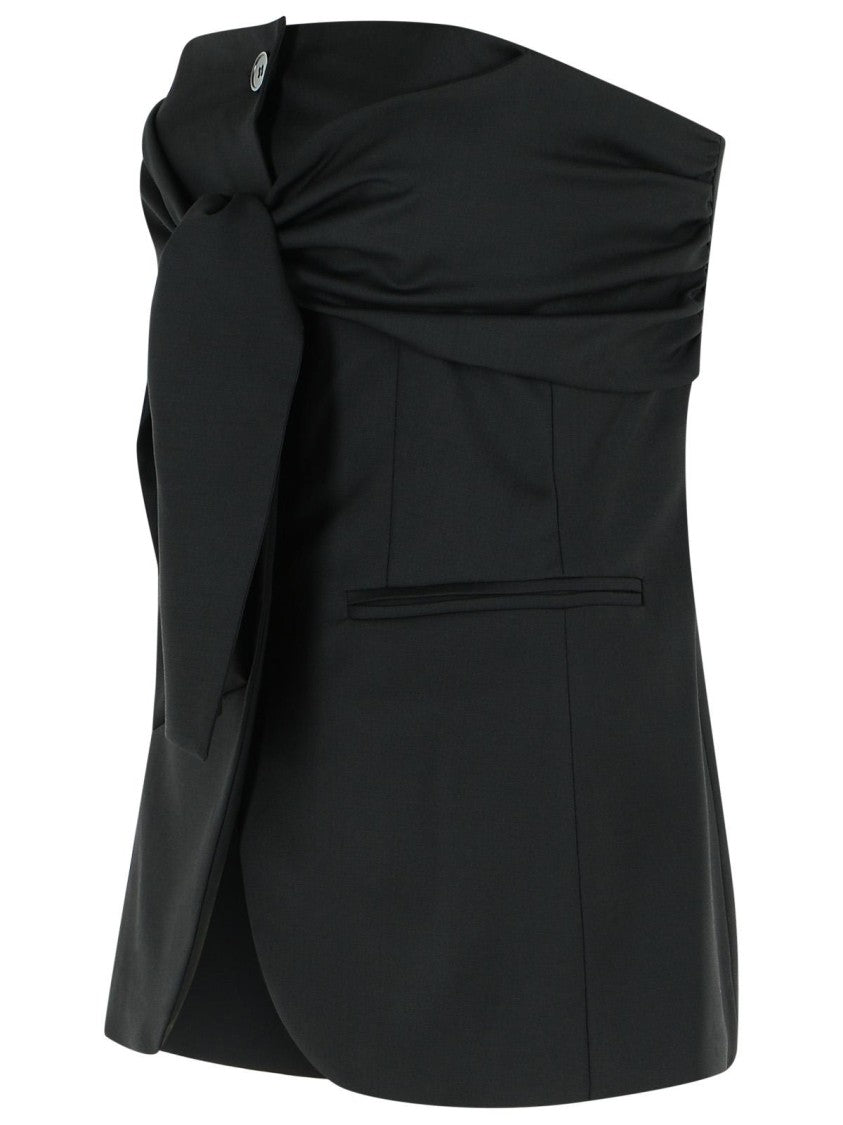 Max Mara Veruska' Black Virgin Wool Bustier Top