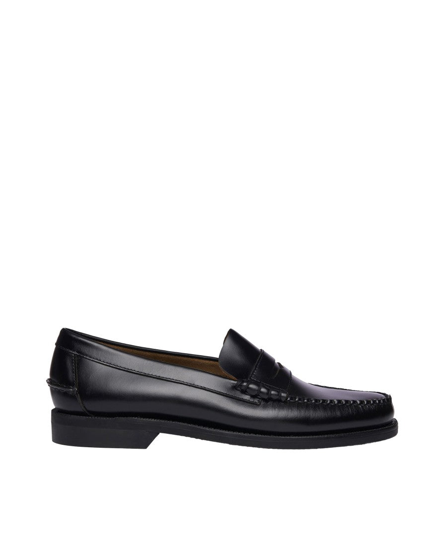 Sebago Classic Dan Hand-Stitched Black Leather Moccasins