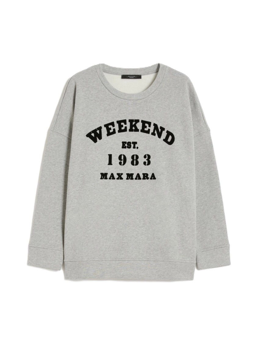 Max Mara Light Grey Relaxed-Fit Sweatshirt With Bold Logo Print