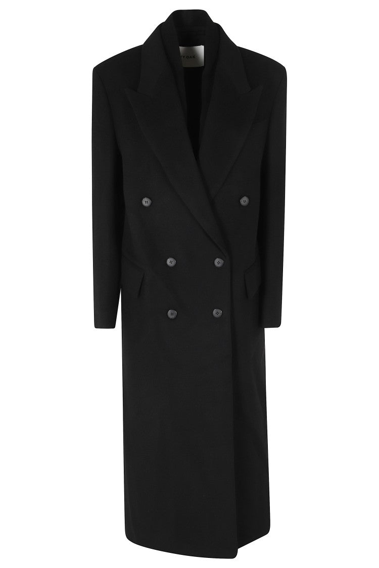 Ivy & Oak Black Double-Breasted Straight Circle Wool Coat