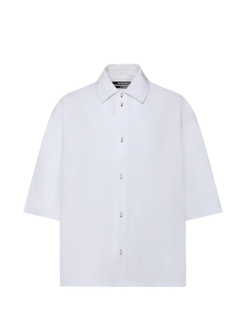 Jacquemus Boxy Cropped White Shirt With Pointed Collar