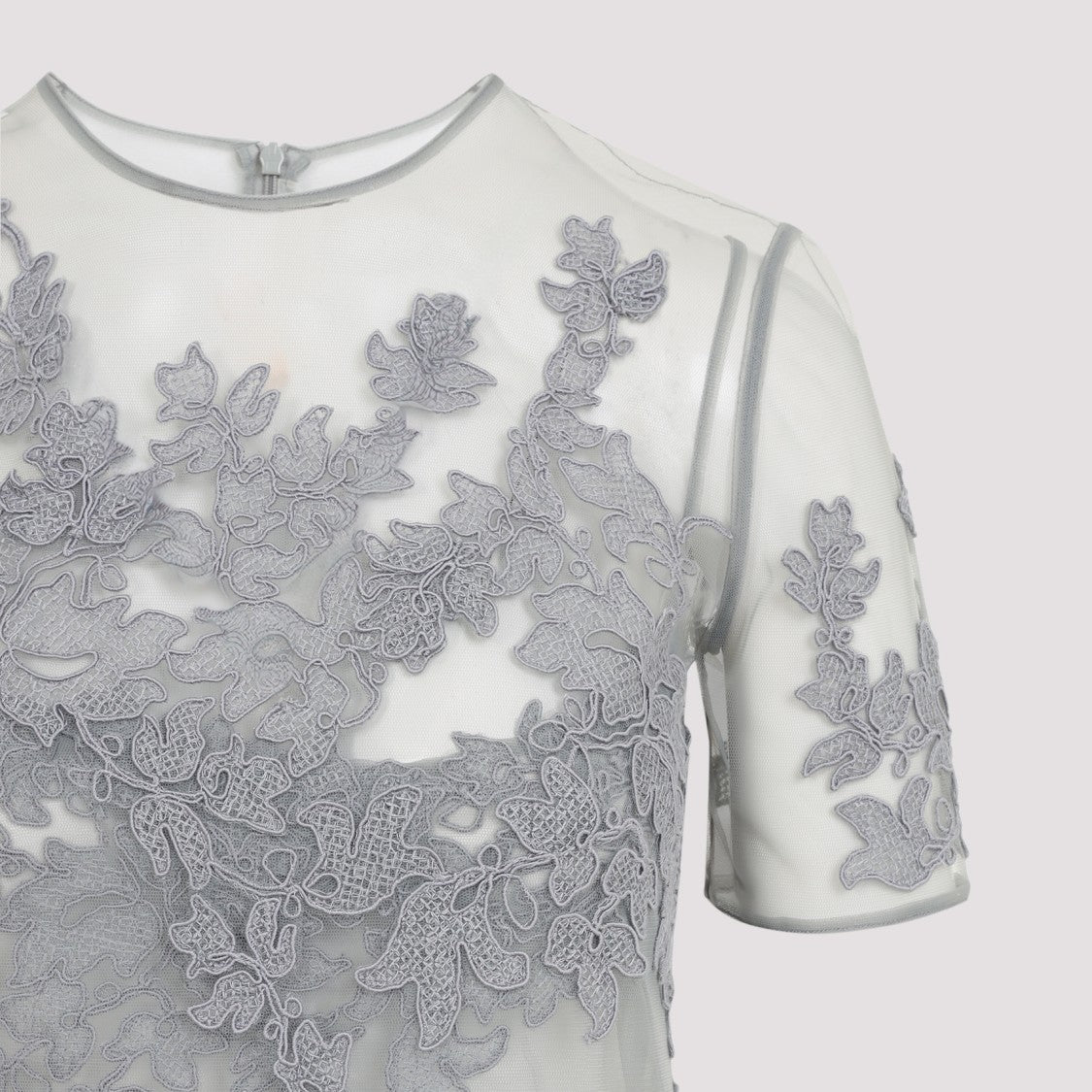 Ermanno Scervino Lace Grey Polyamide Mini Dress
